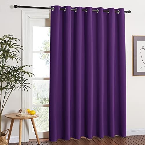 NICETOWN Insulated Sliding Door Curtain - Wide Thermal Blackout Patio Door Curtain Panel, Sliding Door Drapes/Draperies with Grommet Top (Royal Purple, W100 x L84) by NICETOWN