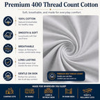 Zipper Cot Fitted Sheet, 28 x 75 Camping Cot Mattress Sheets, 400 Thread Count 100% Cotton, Includes 1 Wraparound Base, 2 Removable Zipper Top Sheets & 2 Pillowcases, 8 Inch Deep Pocket, Light Grey - Image 6