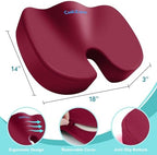 Gel Seat Cushion, Cooling Memory Foam Cushion for Office Chair, Red - Image 3