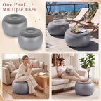 Novabright Inflatable Round Ottoman with Foot Pump Pouf, Dark Gray - Image 7