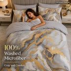 CCoutueChen Grey Queen Comforter Set - Modern Marble Bedding Set - Image 3