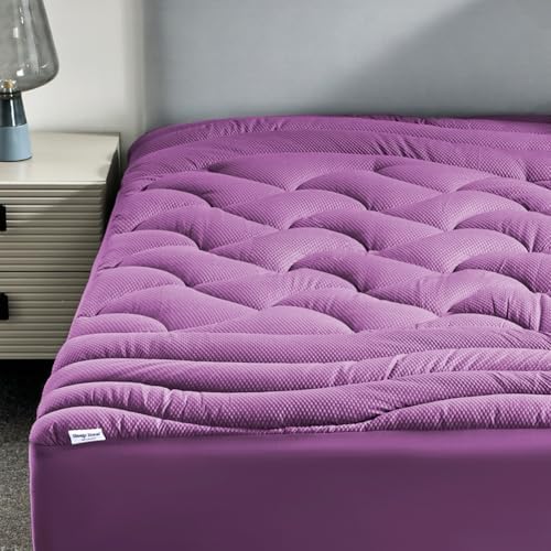 SLEEP ZONE Cooling Mattress Topper Twin XL for College Dorm, Premium Zoned Quilted Mattress Pad, Fitted Mattress Protector Cover Washable, Deep Pocket 8-21 inch, Purple, Twin XL by SLEEPZONELIFE