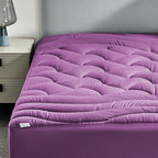 SLEEP ZONE Cooling Twin Mattress Topper for Single Bed, Premium Zoned Quilted Mattress Pad, Fitted Mattress Protector Cover, Machine Wash Durable, Deep Pocket 8-21 inch, Purple, Twin by SLEEPZONELIFE
