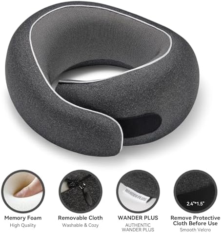 WANDER+® Travel Pillow, 100% Pure Memory Foam Travel Neck Pillow Airplane Neck Support Ergonomic Design Best for Sleeping Plane Car Train Office Flight for Adults Sky Blue - Image 5