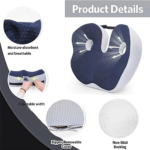 Seat Cushion, Seat Cushion for Sit Bone and Back Pain Relief, Butt, Tailbone, Hip, Hamstring, Posture Support - Memory Foam Comfort Ischial Tuberosity Pillow (Gray) - Image 2