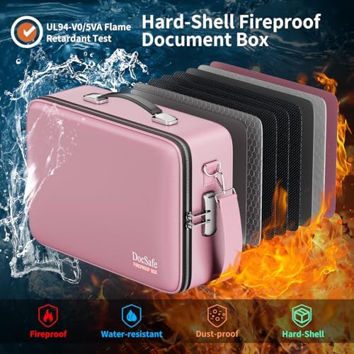 DocSafe Fireproof Document Box Hard Case with Lock ＆ Accordion File Folder - Image 2
