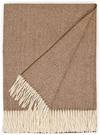 Alpaca Home - 100% Pure Baby Alpaca Eco Herringbone Sofa Throw Blanket, 71" X 51" (Camel)… by AlpacaHome