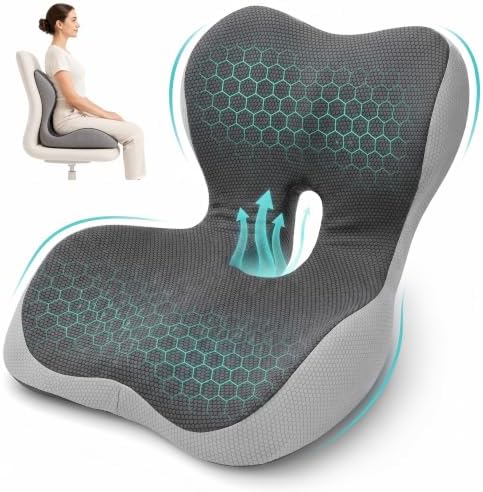 PEGZONE Seat Cushion with Lumbar Support, Memory Foam Cushion for Chair by Pegzone