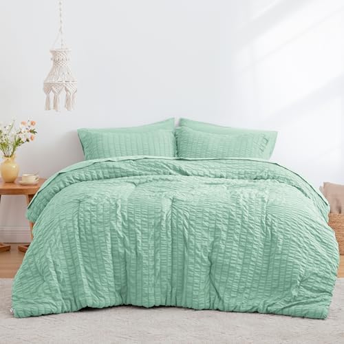 Seersucker Light Green California King Comforter Set, 7-Piece Bed in a Bag - Image 2