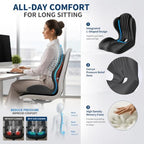 L-Shaped Ergonomic Seat Cushion with Lumbar Support for Office Chair Beige - Image 4