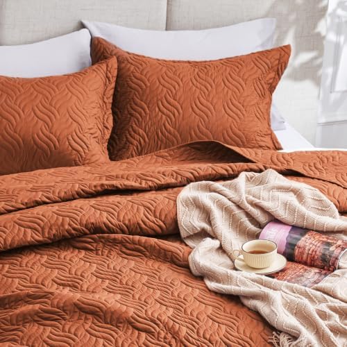 Love's cabin Oversized King Quilt Set, Soft Bedspread Comforter, Umber - Image 7