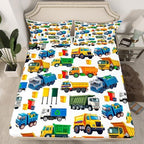 Erosebridal Cute Garbage Truck Sheets for Boys Girls Garbage Trucks Fitted Sheet,Equipment Trucks Kids Bedding Sets Rubbish Vehicles Bed Sets Twin 2 Piece - Image 2