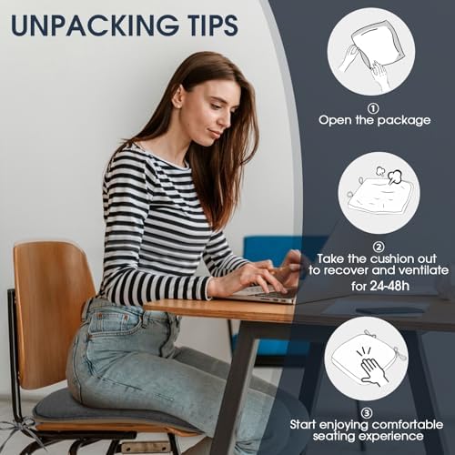 TushGuard Chair Cushions, 4 Pack Memory Foam Chair Pads, Grey - Image 6