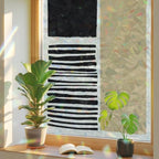 Beige Window Privacy Film Rainbow Static Cling Stain Glass Window Film for Glass Door, Decorative Heat Blocking Sunroof Decal Sticker for Car Home 29.5"x78.7" Modern Abstract Art Farmhouse Striped - Image 3