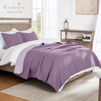 Exclusivo Mezcla Reversible Twin Quilt Bedding Set, Dusty Lavender - Image 2
