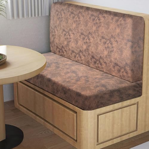 Leather Look RV Dinette Cushion Covers, Stretch Camper Cushion Slipcovers for Travel Trailer Couch RV Booth Seat, Replacement Camper Sofa Chair Protector (2 Backrest Cover & 2 Bench Cover,Light Brown) - Image 3