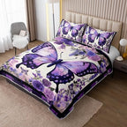 HOSIMA Floral Butterfly Aesthetic Plaid Twin Quilt Set with 2 Pillowcases. - Image 2