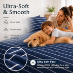 Queen Size Striped Sheets, Deep Pocket Soft & Cooling Bed Sheet Set, 4PC - Image 2
