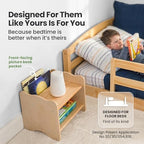 Ocodile Kids Nightstand for Floor Beds, Solid Wood Small Bedside Table with Book Pocket, Low Tiny Nightstand for Nursery, Toddler & Kids Room, Montessori Style Side Table - Varnished - Image 3