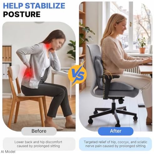 Ergonomic Memory Foam Seat Cushion with Back Support - Image 4