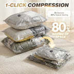 Vacuum Seal Bags for Clothing Travel with Rechargeable Electric Pump, Space Saver Vacuum Storage Bags Travel, Reusable Compression Bags for Luggage Home (14pcs Stripes) - Image 3