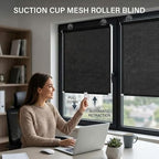 No Drill Blackout Roller Shades with Suction Cups, Portable Privacy Blinds for Indoor Windows, Temporary Pull Down Sun Shade Curtains for Home Office Cars Glass Door(27" Wx72 H) - Image 5