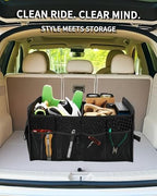 SIBOFUEGO Sturdy Car Trunk Organizer – Large Capacity Trunk Organizer for SUVs & Sedans, Hard-Shell One-Piece Design with Cute Print, Collapsible and Durable Car Organizers (Black Leopard 70L) - Image 2