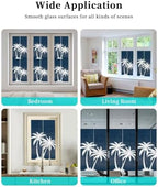 Window Privacy Film Frosted, Navy Blue Palm Trees Non-Adhesive Static Cling Window Tint, Summer Coastal Tropical Botanical Insulated Windows Frosted Films for Living Room, 35.4 x 78.7 Inches - Image 7
