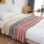 Longhui bedding 100% Cotton Knitted Throw Blanket – Pink, Soft & Cozy, Machine Washable, 60"x80" – Perfect for Living Room, Couch, Sofa, Bed or Travel - Image 6