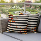 Fall Botanical Waterproof Outdoor Pillow Covers 20''x20'' Set of 2, Autumn Maple Leaf Black Striped Patio Furniture Cushion Covers for Chairs, Decorative Pillow Cases for Garden/Pool/Beach - Image 5