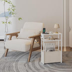 Leomonio White Side Table with Charging Station, Slim End Tables with Linen Basket, Skinny Table for Small Spaces, Thin Bedside Table for Living Room, Bedroom - Image 3
