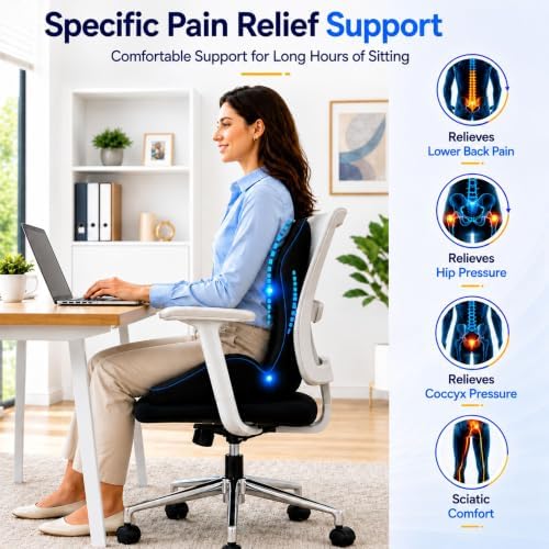 Seat Cushion L-Shaped Ergonomic Memory Foam Support for Office Chair Cushion, Car Seat Cushion, Seat Cushions for Office Chairs with Lumbar Alignment, Coccyx Relief for Wheelchair Travel Driving - Image 6