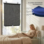 No Drill Blackout Roller Shades with Suction Cups, Portable Privacy Blinds for Indoor Windows, Temporary Pull Down Sun Shade Curtains for Home Office Cars Glass Door(22" Wx64 H) - Image 2