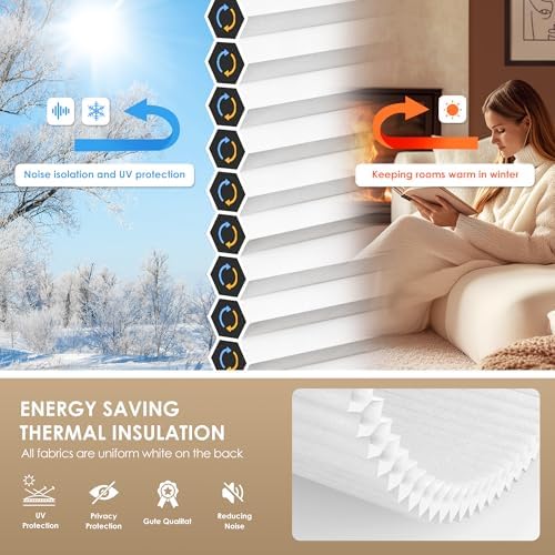 LazBlinds No Drill Cordless Cellular Shades, 30" W x 48" H, White - Image 4