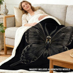 Black Butterfly Sherpa Blanket Dark Aesthetic Throw Blanket for Women Soft Warm Cozy 50x60 Inches Gothic Room Decor Bedroom Couch Gift for Birthday Housewarming Anniversary - Image 2