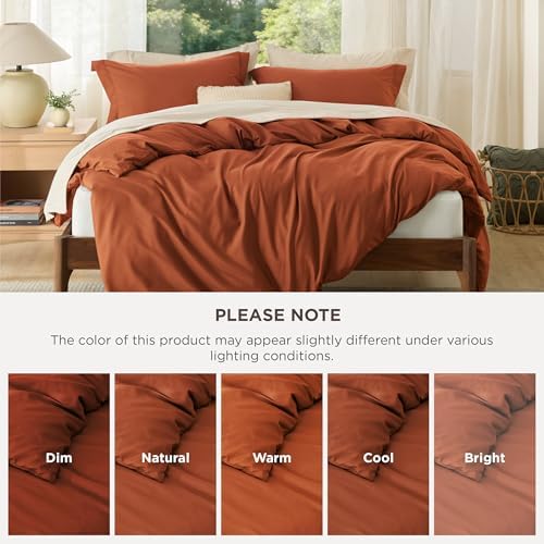Bedsure Duvet Cover Queen Size, 3Pcs Double Brushed Bedding Set, Terracotta - Image 5