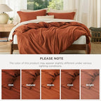 Bedsure Oversized King Duvet Cover, Double Brushed Bedding Set, Terracotta - Image 5