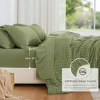 Love's cabin Seersucker Sage Green Twin Comforter Set, 5-Piece Bed in a Bag - Image 3