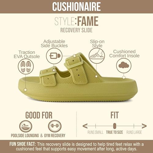 CUSHIONAIRE Fame Pillow Recovery Sandals for Women, Adjustable Double Buckle Waterproof EVA Cloud Slides for Women - Image 4