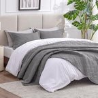 Love's cabin Quilts for Queen Bed Grey Bedspreads Bedding Set - Summer Lightweight Bedspread Comforter - Wave Pattern Bedding Coverlet for All Season - 3 Pieces (1 Quilt, 2 Pillow Shams) - Image 2