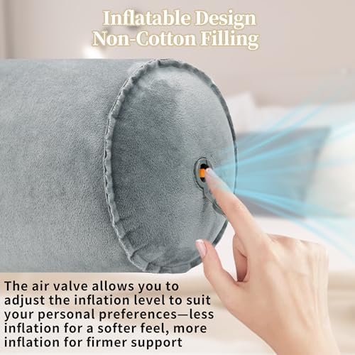 Travel Body Pillow for Adults, Inflatable Travel Pillows, Multifunctional Side Sleeper Pillows, Round Bolster Pillow for Bed (Blue) - Image 3