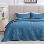 Love's cabin Twin Quilt Set, Lightweight Bedspread Comforter, Misty Blue by Lovescabin