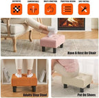 BRIAN & DANY Small Foot Stool, Linen Foot Stools with Legs, Stable Small Footstool for Living Room, Beige - Image 6
