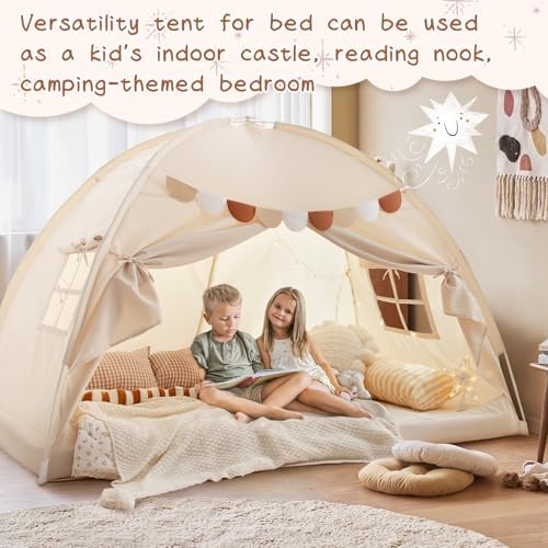 Full Size Bed Canopy Toddler Bunk Bed Tents Dream Privacy Floor Tent Indoor - Image 5