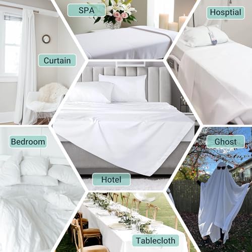 ZPECC Queen Flat Sheets Only White 4 Pack, Color-Coded Hem Threads - Image 3