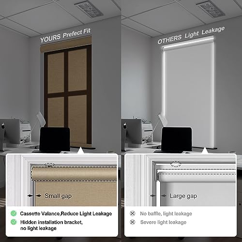 Boolegon Light Filtering Roller Shades for Windows,Beige,31" W x 88" H - Image 4