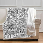 Ornamental Mandala Adult Coloring Book PageCozy Blankets and Throws Fall Blankets Soft, Plush, Fluffy, for Camping Bed Throw Size 47In x 70.8In - Image 2