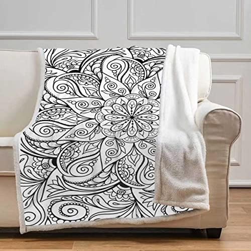 Ornamental Mandala Adult Coloring Book PageFluffy Blankets Fall Blankets Soft, Plush, Fluffy, for Sofa Bed Couch Twin Size 59In x 70.8In - Image 2