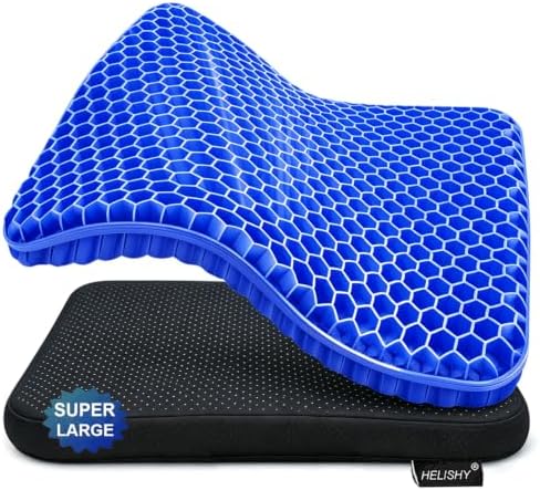 Gel Seat Cushion for Long Sitting, Super Large Gel Cushion for Pain Relief by Helishy