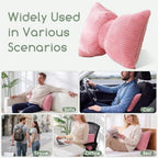 HIGOGOGO Lumbar Support Pillow for Recliner Chair, Bow Knot Shaped Back Support Cushion, Striped Corduroy Soft Decorative Lumbar Pillow for Office Chair, Sofa, Car, Bed, Living Room - Pink - Image 5